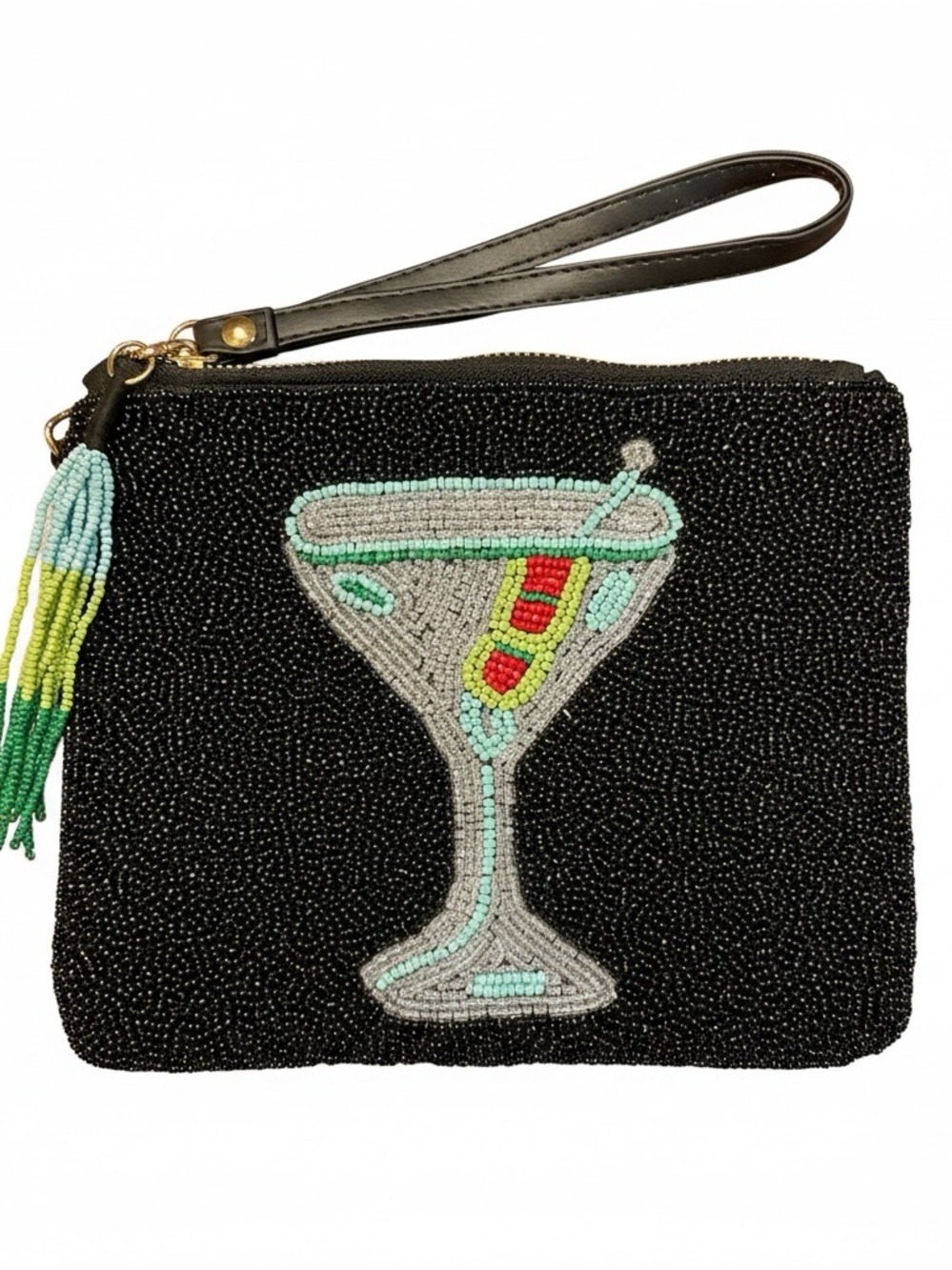 Sincerely Jules Beaded Martini Wristlet Pouch NWOT